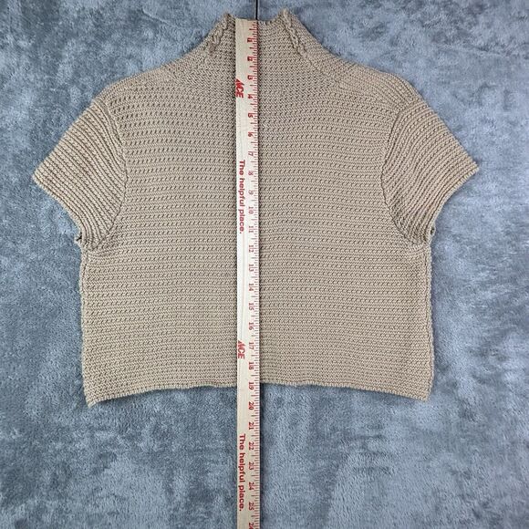 Cabi Womens size M Open Short Sleeve Knit Shrug Cardigan Tan 3D Cropped Beige - Picture 6 of 7